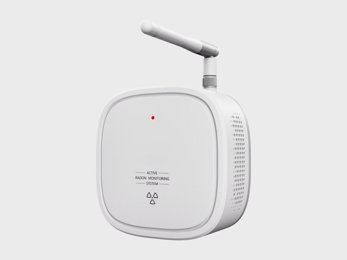 IoT CI wireless LoRaWAN radon monitor, battery powered, front view