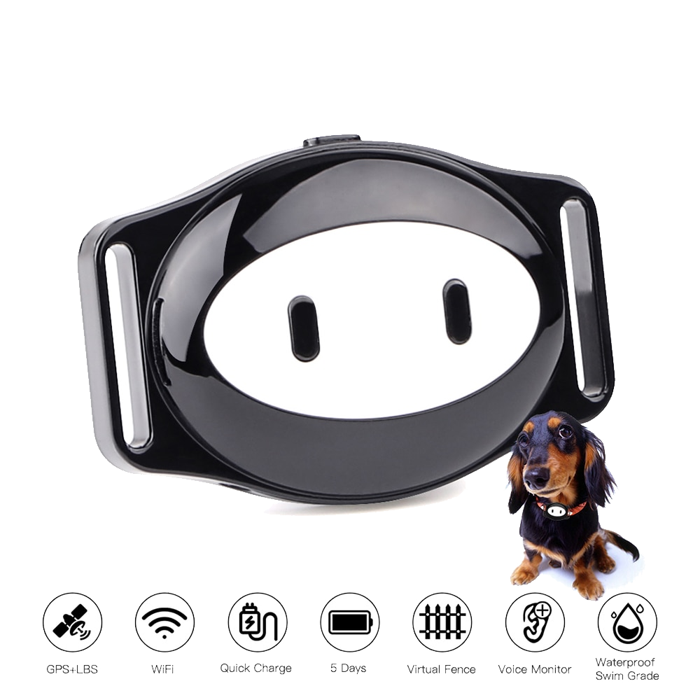 Pet GPS Tracker Dog Collar Waterproof IP68 5Days Standby Geo-fence Mini GPS Tracker Cat GPS Collar Voice Call WiFi LBS FREE APP